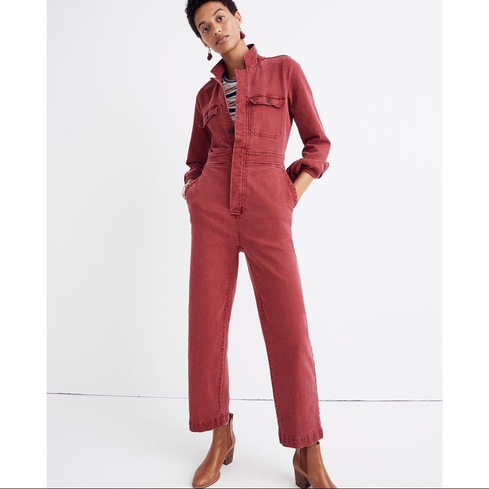 Madewell coverall jumpsuit garment dyed denim slim